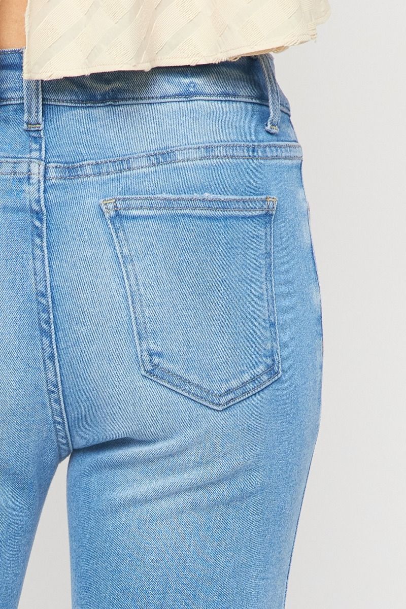 Light colored washed denim skinny jeans image 6