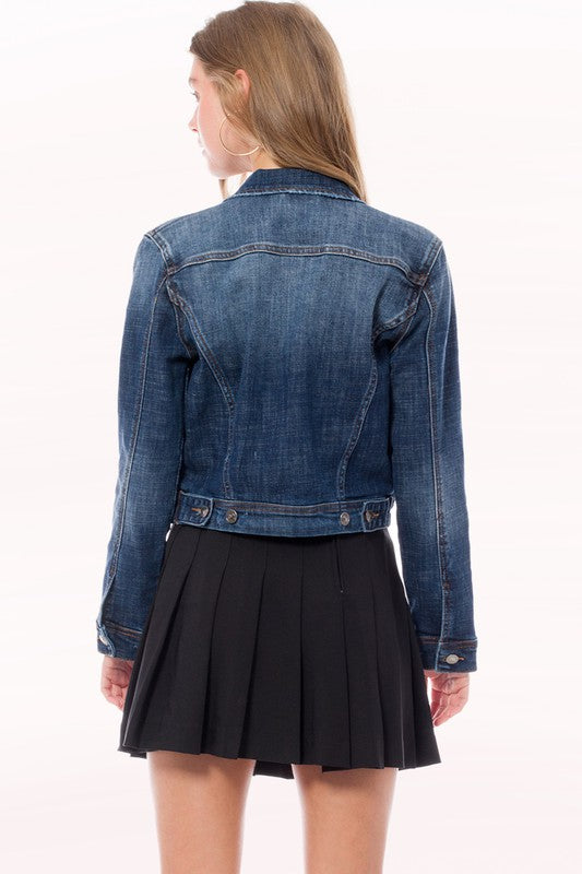 Casual vintage dark denim jean jacket image 2