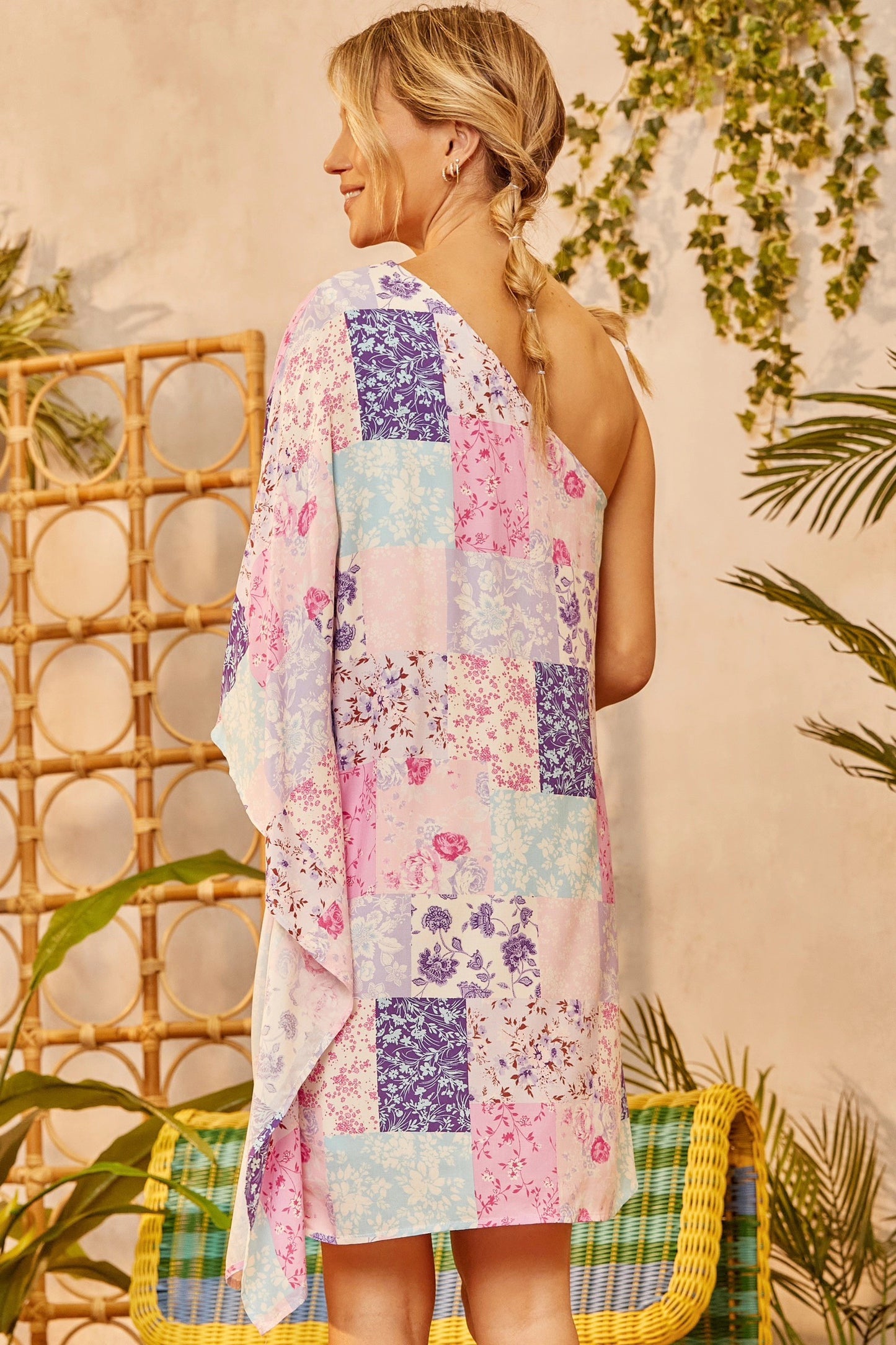 MULTI COLORED PATCHWORK PRINT DRESS image 4