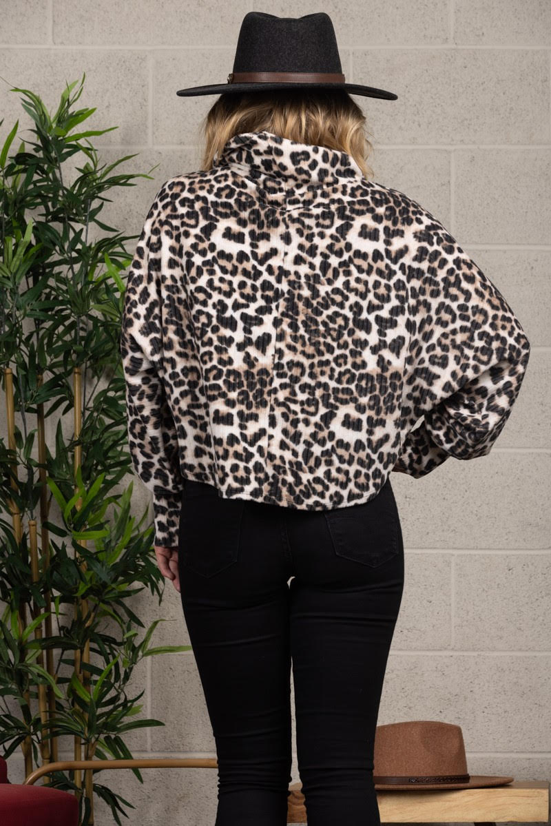 Tan Leopard Print Long Sleeve Top image 4