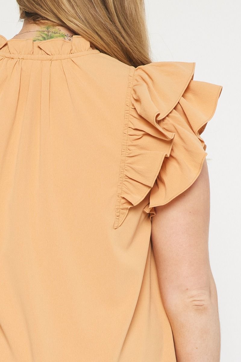 V-neck ruffle sleeve tiered mini dress featuring self tie closure at front image 6