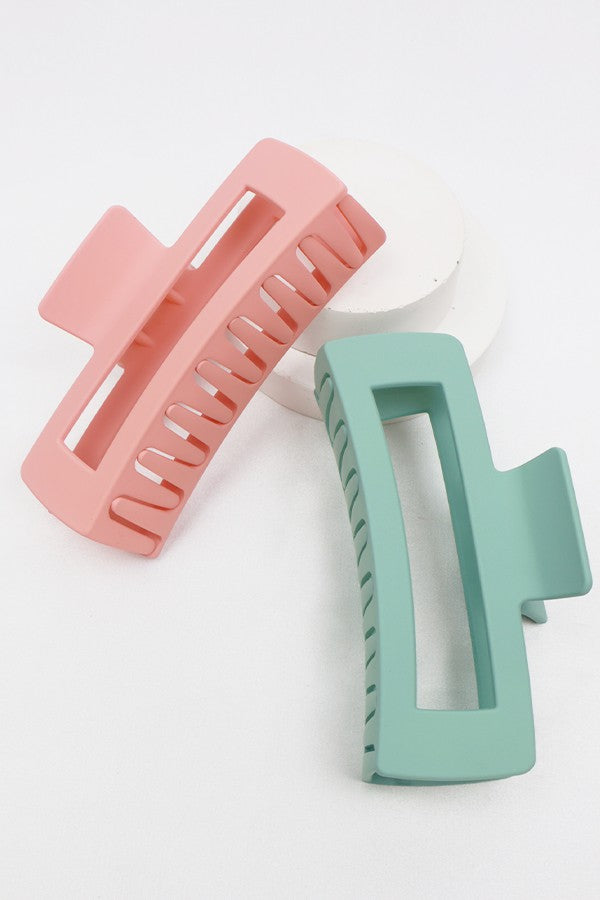 Matte jumbo cut out rectangular hair claw set image 2