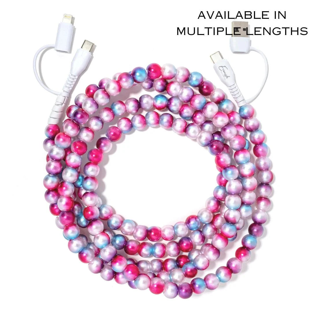 Beaded Phone Charger Pink Ombre