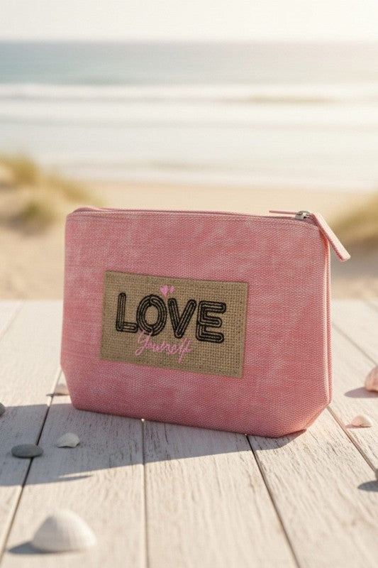 Pink Summer Patch Vintage Cosmetic Pouch