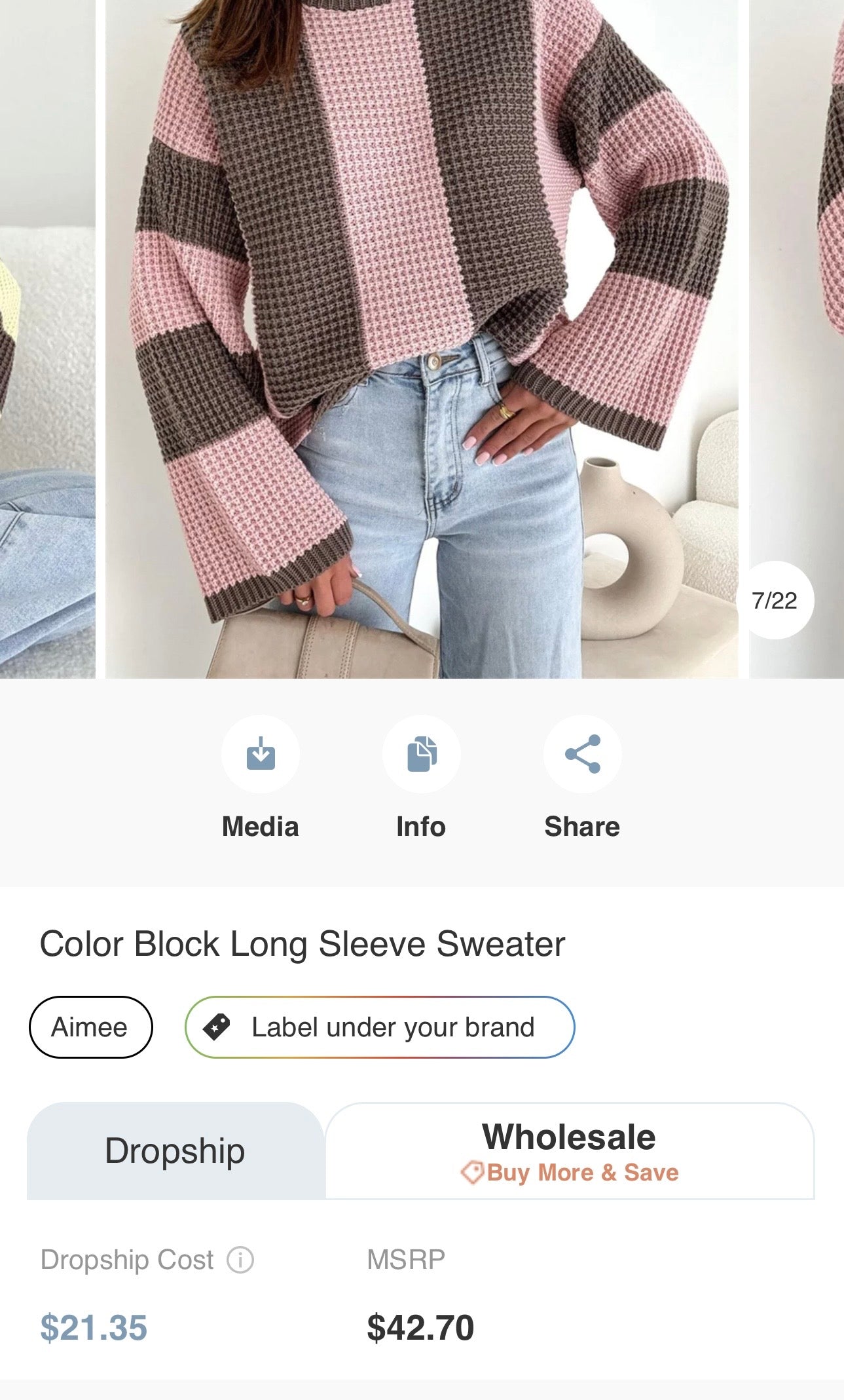 Color Block Long Sleeve Sweater