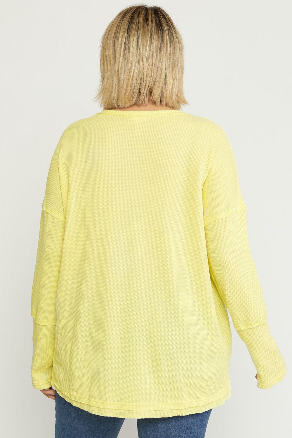 Waffle knit long sleeve top image 3