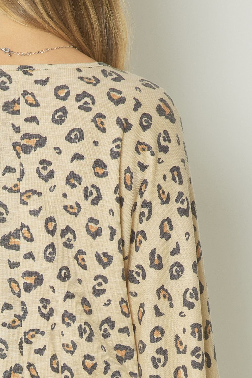 Leopard print surplice crop long sleeve top image 7
