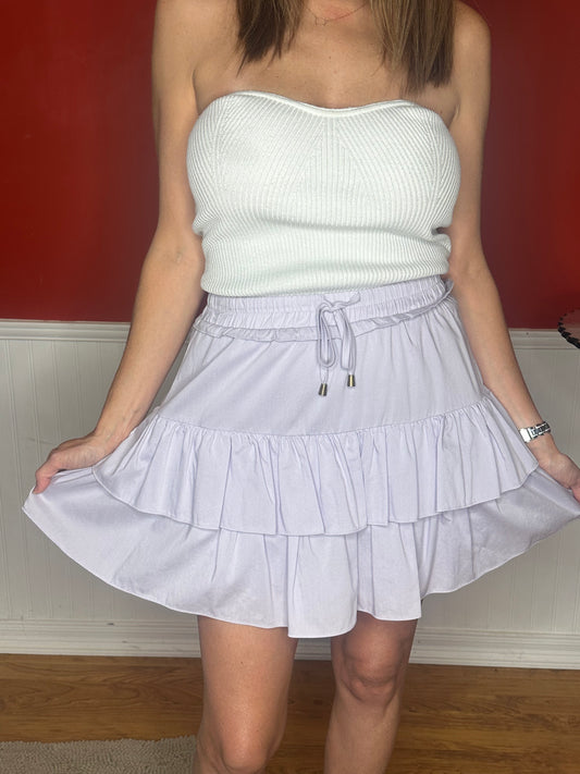 Light Purple High-Waisted Tiered Mini Skirt