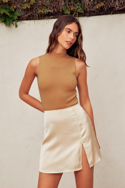 Caramel turtleneck tank knitted bodysuit image 0