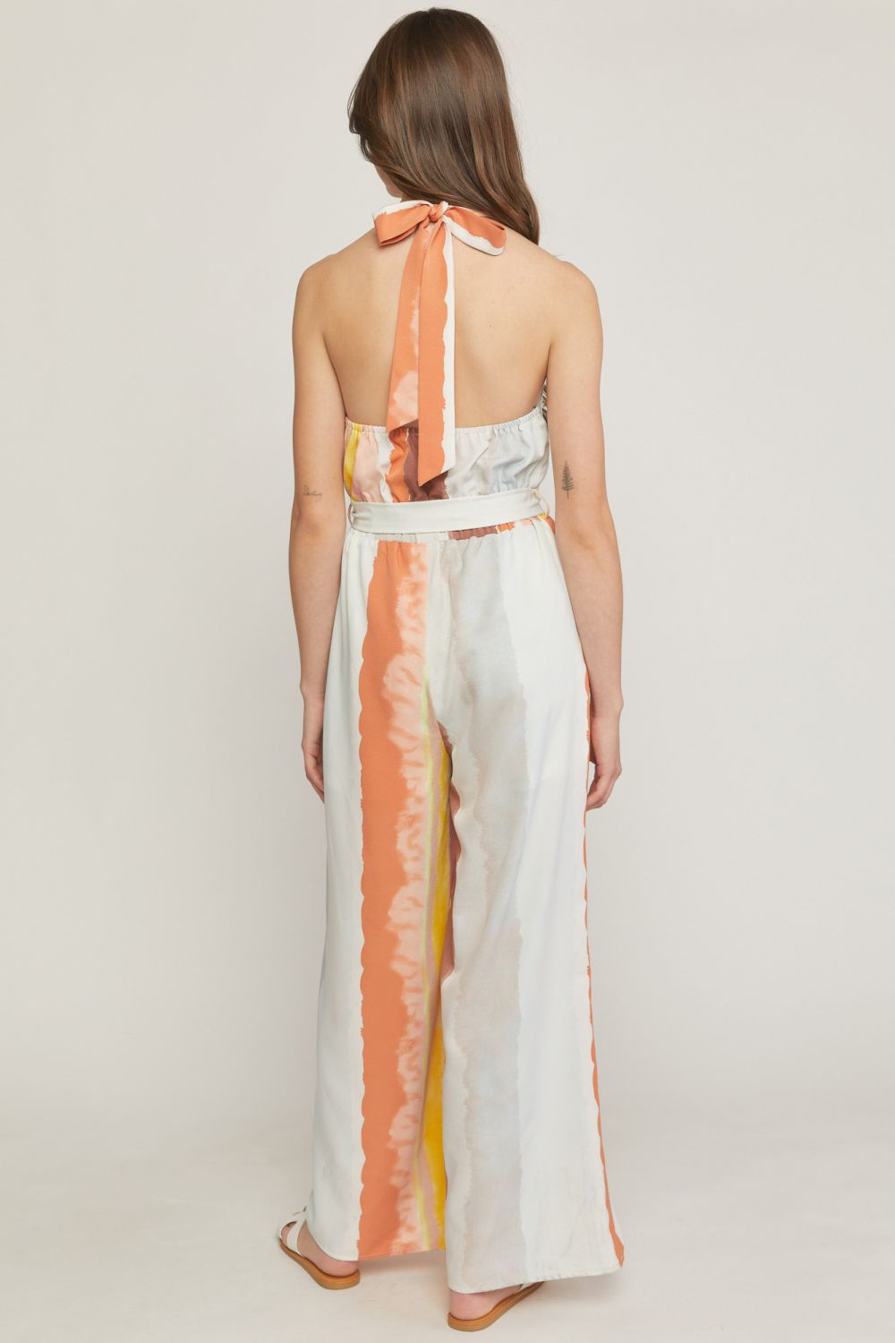 Print high neck sleeveless wide leg romper  image 3