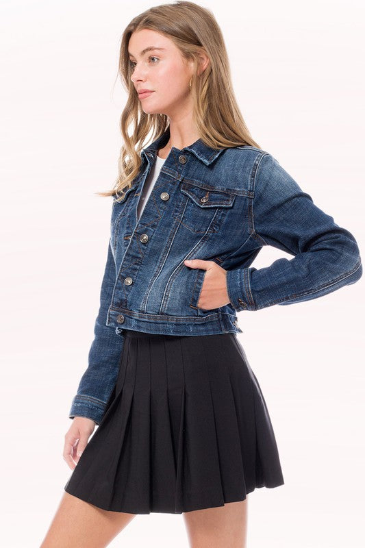 Casual vintage dark denim jean jacket image 1