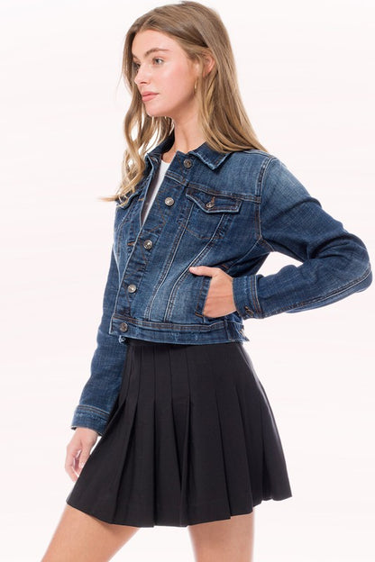 Casual vintage dark denim jean jacket image 1