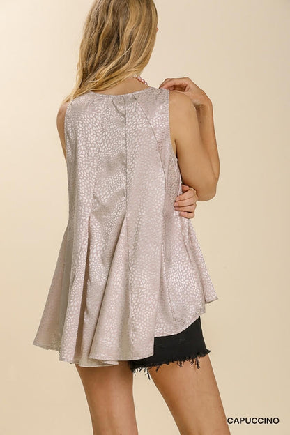 Satin Jacquard Print Sleeveless Top. image 3