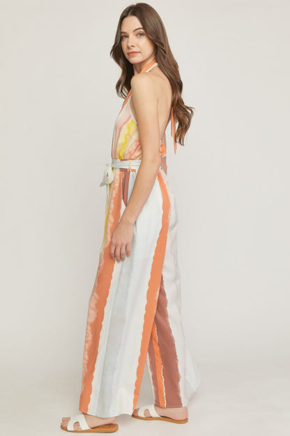 Print high neck sleeveless wide leg romper  image 2