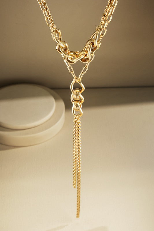 Gold organic Y shaped necklace image 1