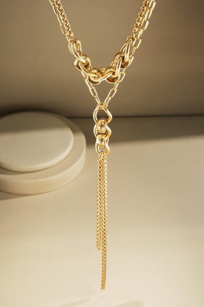 Gold organic Y shaped necklace image 1