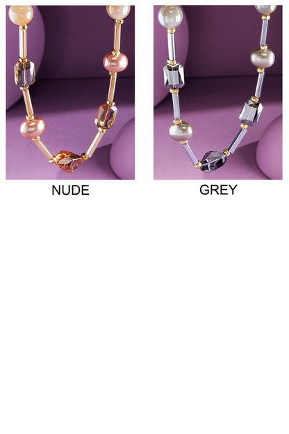 Grey mixed bead necklace image 1