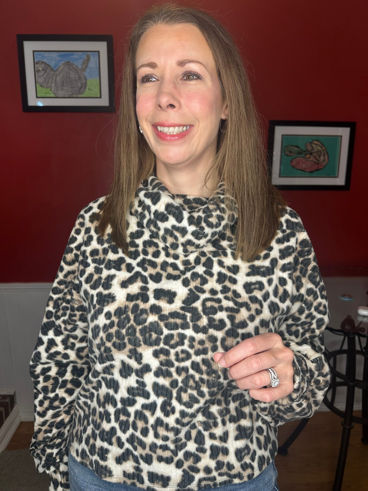 Tan Leopard Print Long Sleeve Top