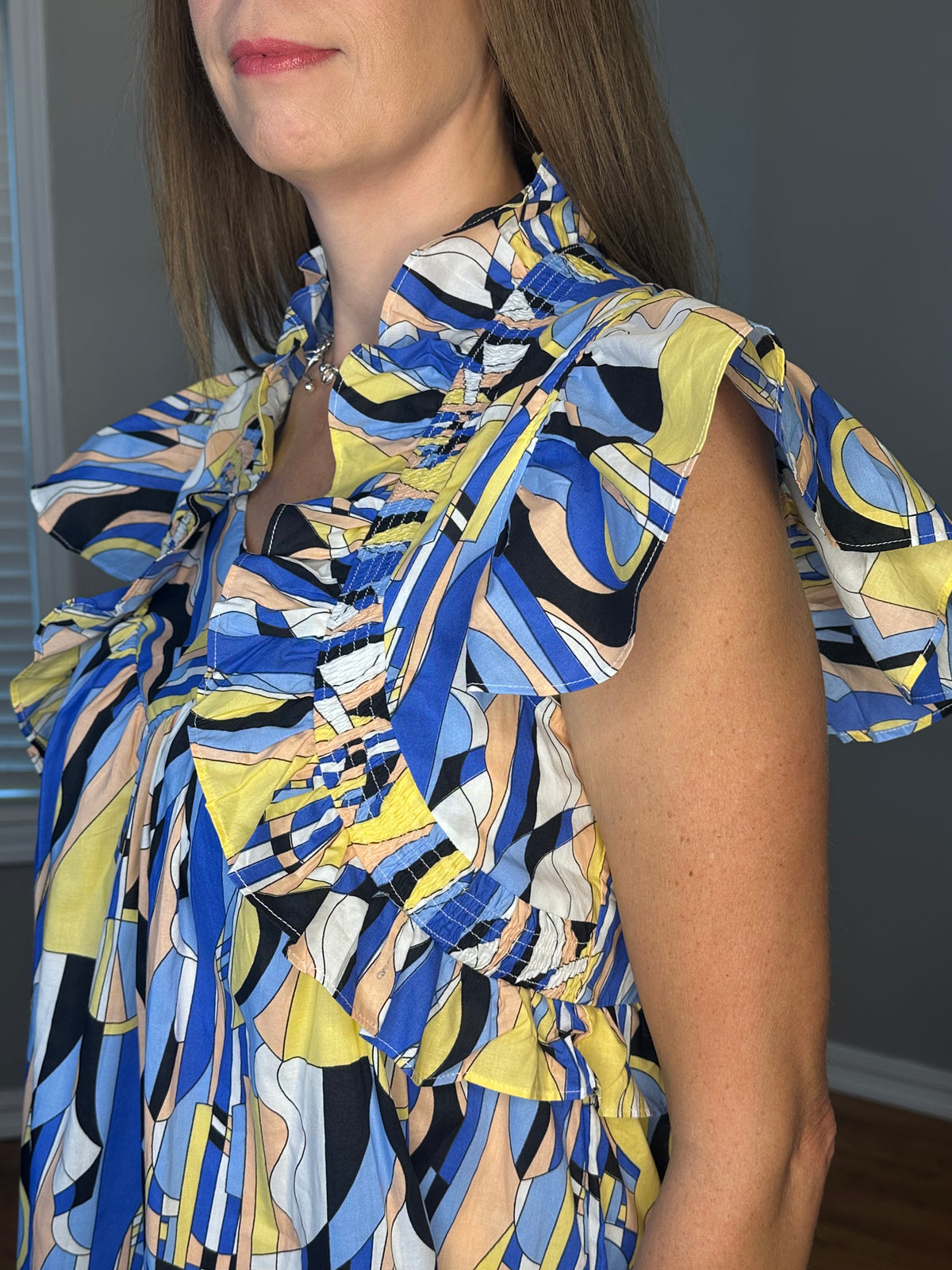 Printed Short Sleeve Mini Dress
