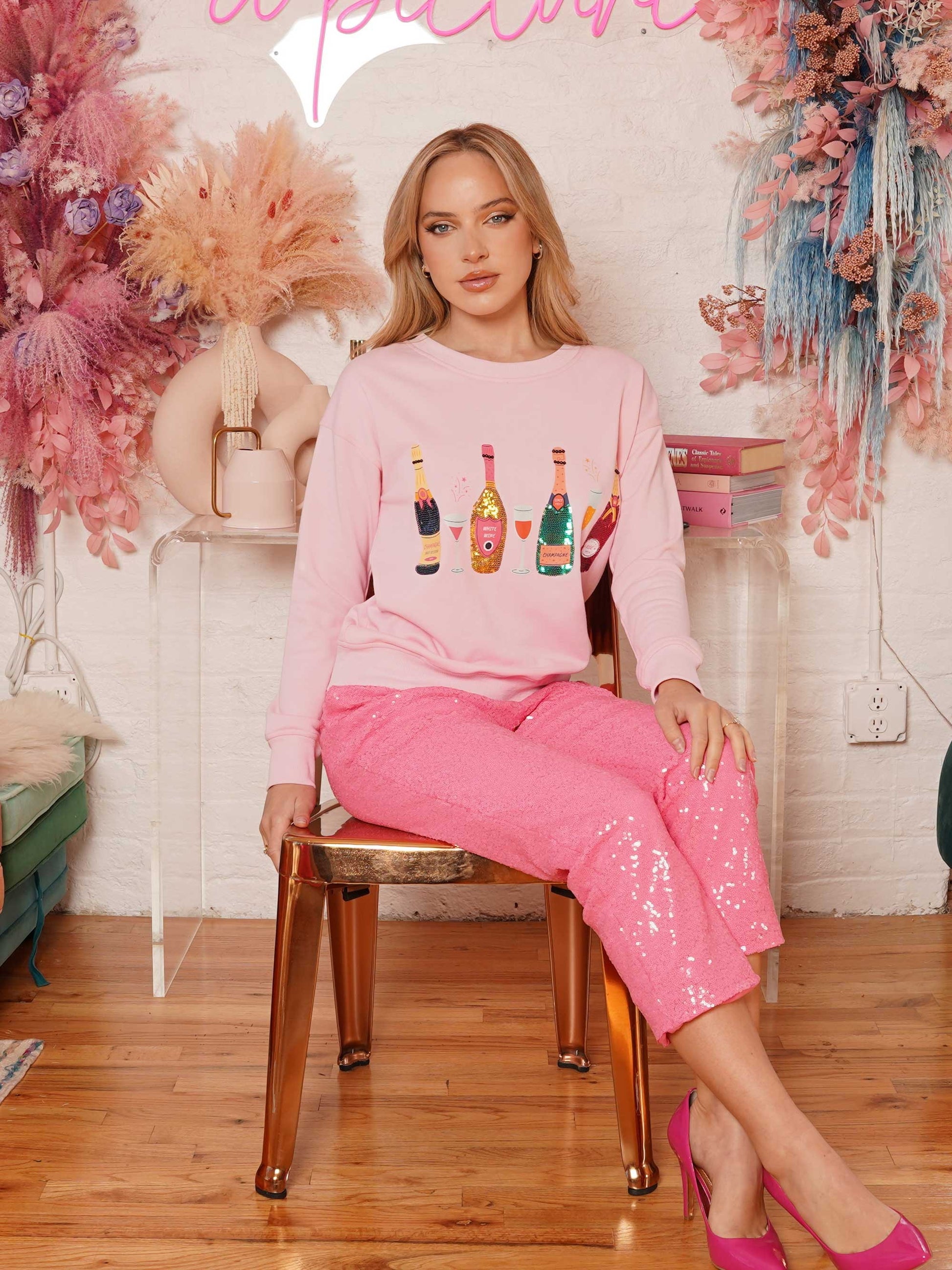 Pink Wine glass sweater image 1
