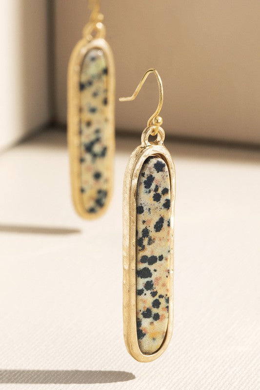 Dalmatian metal bar earring with stone image 0