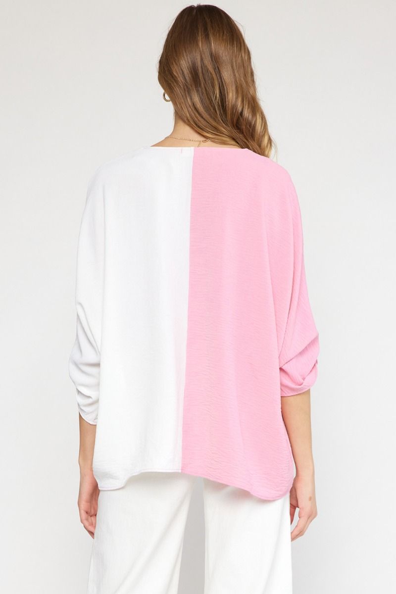Baby Pink/White Combo 3/4 Sleeve Shirt image 3