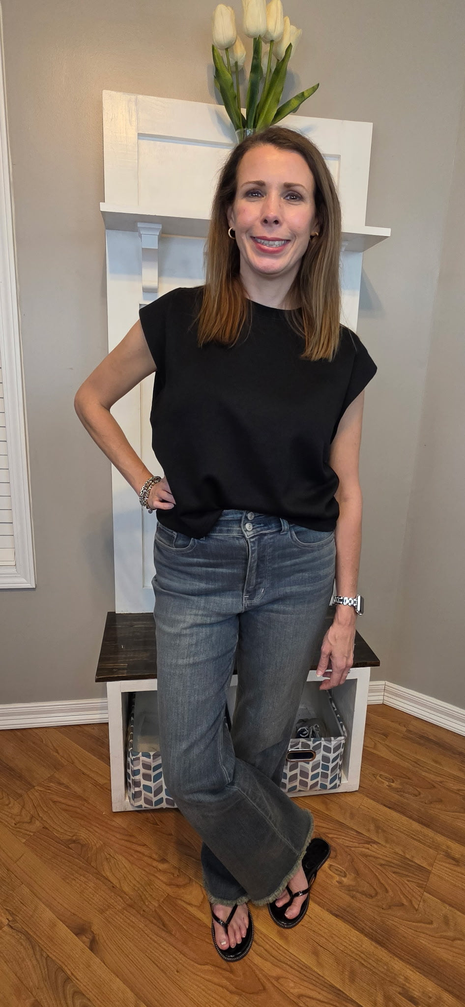 Judy Blue High Waist Bootcut Double Button Frayed Hem Jeans