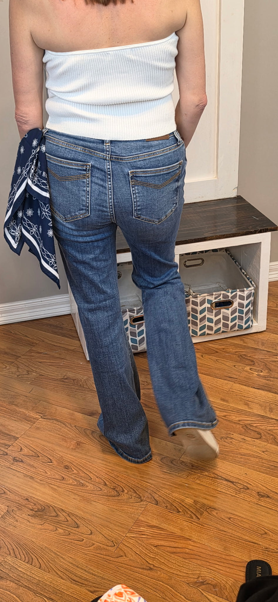 Judy Blue Mid Rise Jaqueline Flare with Triple Needle Back Pkts and Bandana Loop