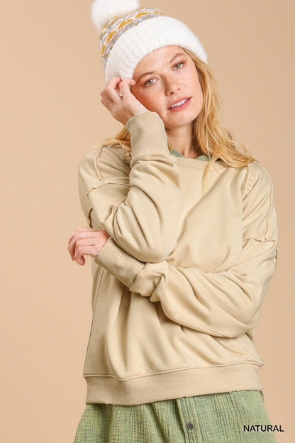 French Terry Raw Edged Mineral Wash Top with No Lining image 3