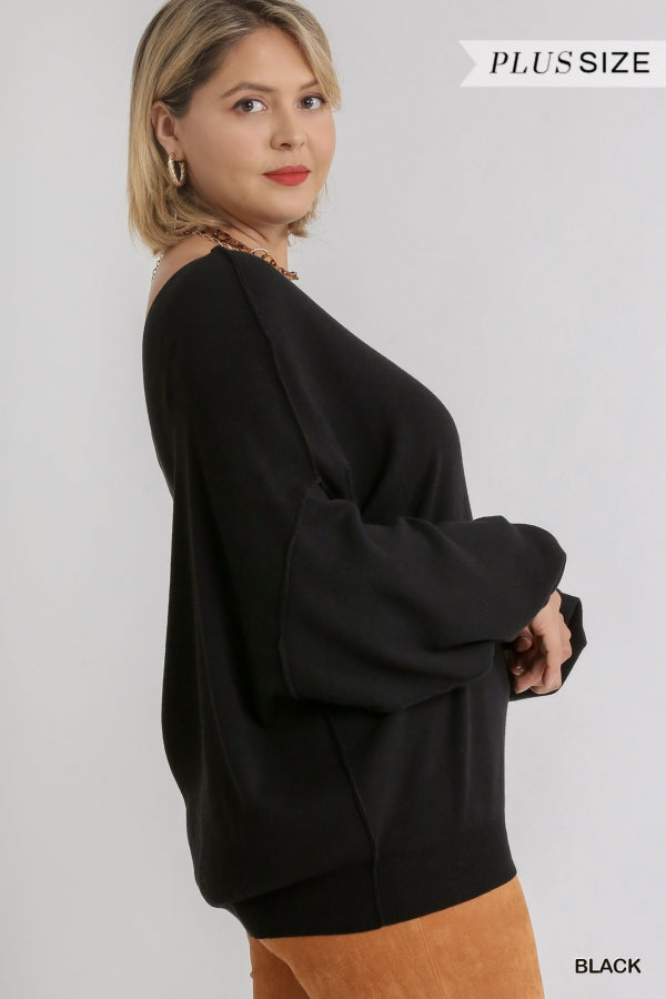 Dolman Sleeve Sweater with an Asymmetrical Neckline image 2