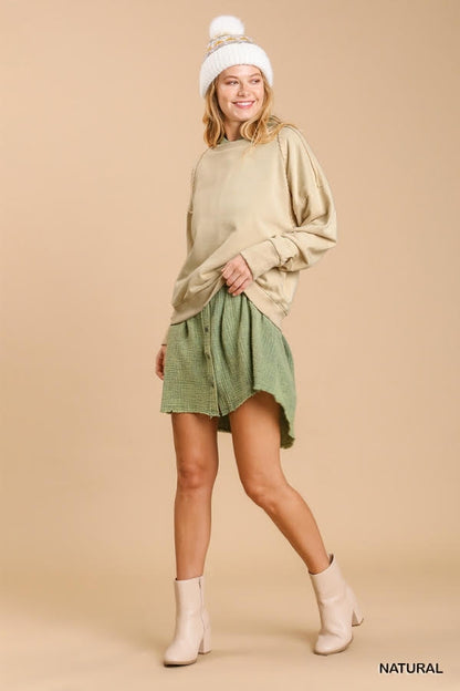 French Terry Raw Edged Mineral Wash Top with No Lining image 1