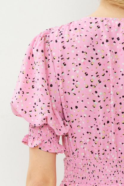 Dotted v-neck 1/2 sleeve mini dress image 6