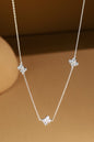 Silver brass pave clover station necklace image 0