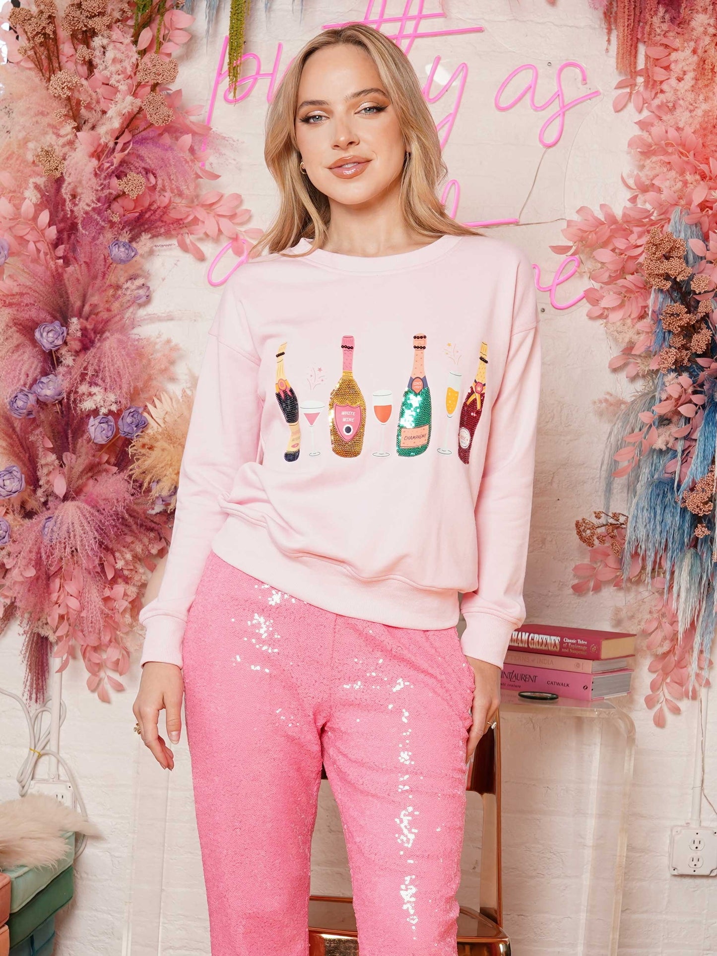 Pink Wine glass sweater image 0