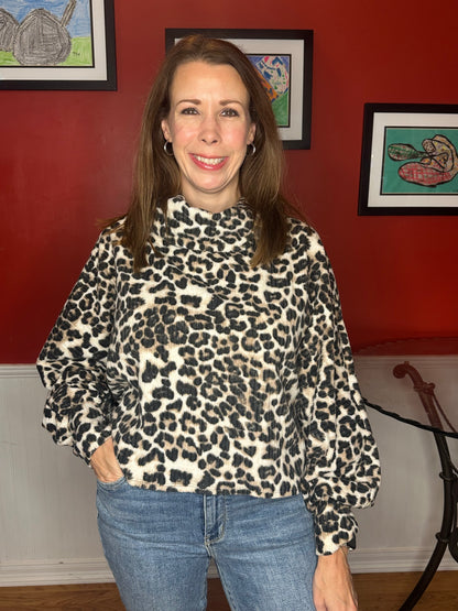 Tan Leopard Print Long Sleeve Top