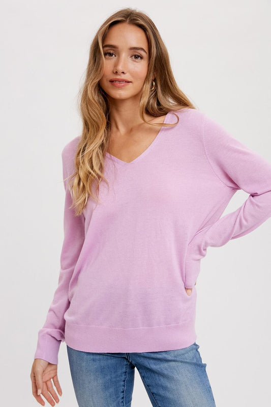 Classic Essential V Neck Pullover - Lilac image 0