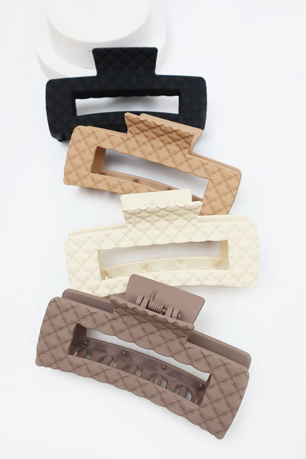 Matte embossed cut out rectangular hair claw image 0
