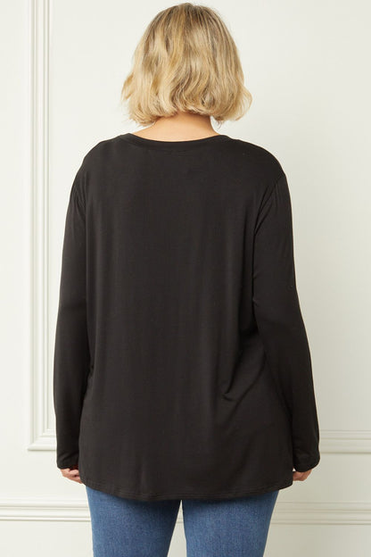 Black tiger print graphic scoop neck top image 3