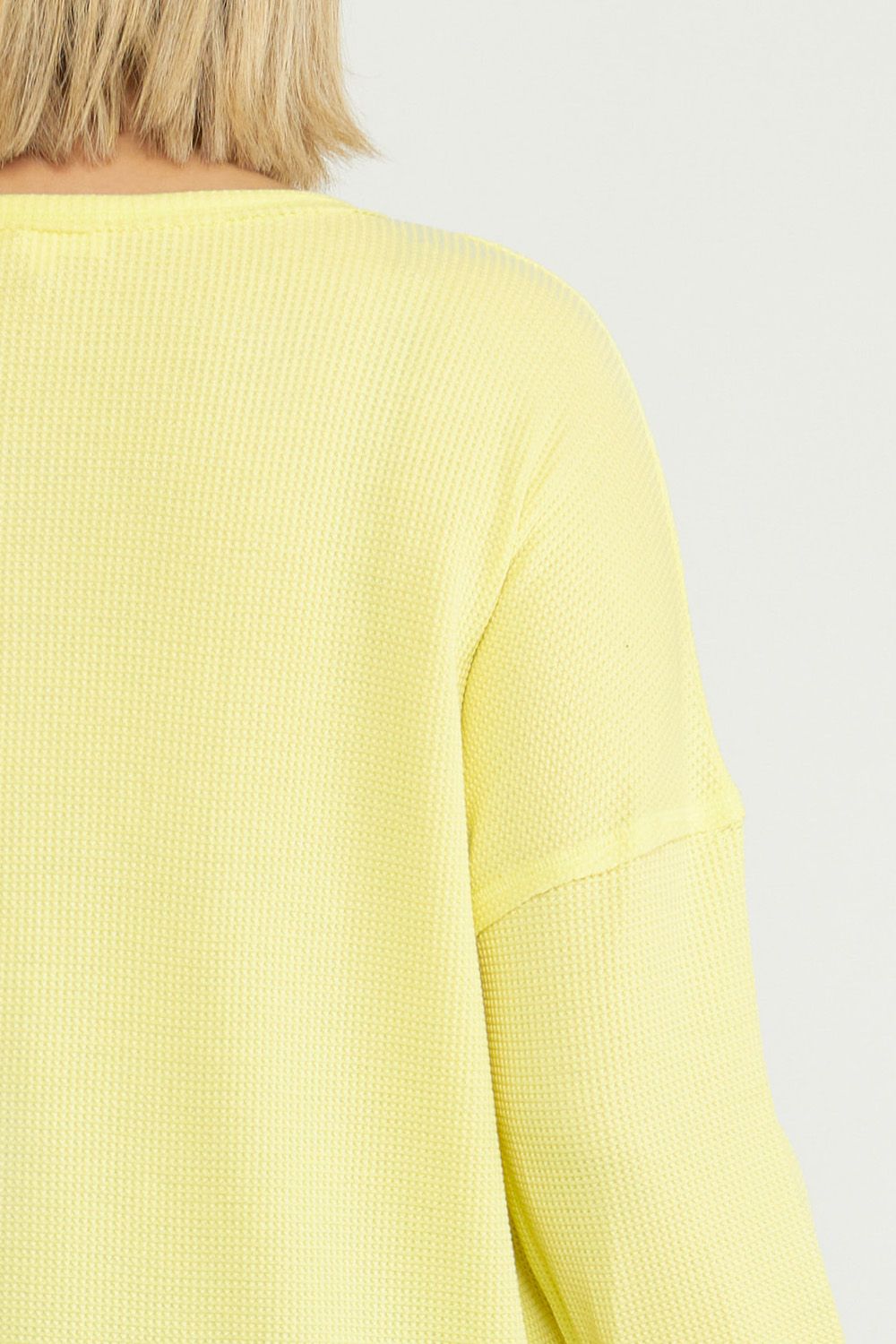 Waffle knit long sleeve top image 6