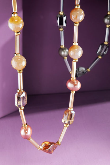 Nude mixed bead necklace image 0