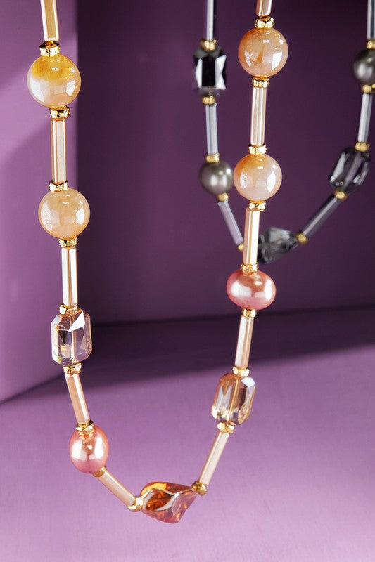 Nude mixed bead necklace image 0