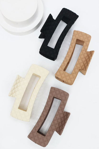 Matte embossed cut out rectangular hair claw image 1
