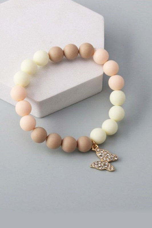 Butterfly charm round bead bracelet image 0