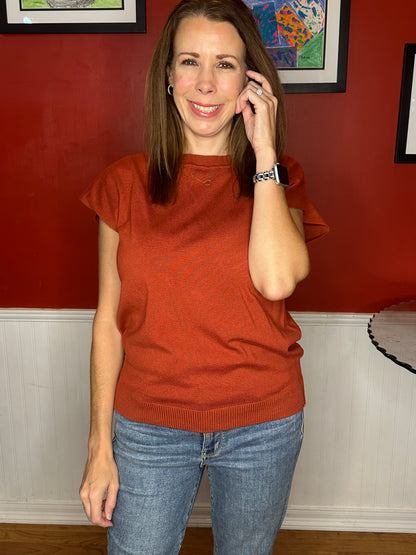 Zenana Viscose Round-neck Short Sleeve Sweater