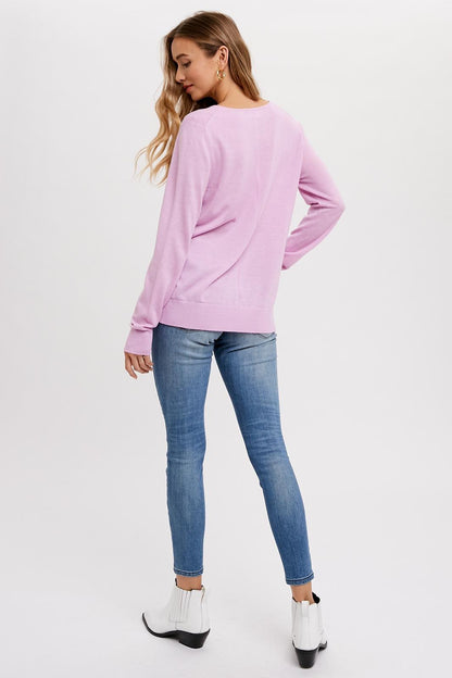 Classic Essential V Neck Pullover - Lilac image 2