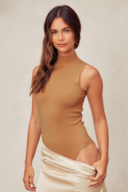 Caramel turtleneck tank knitted bodysuit image 1