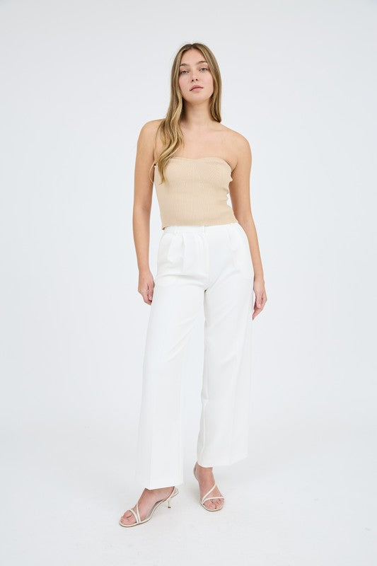 Khaki strapless sweater knit tube top image 3