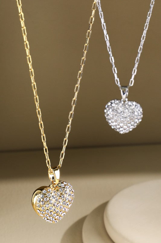 Silver brass necklace with heart pendant image 1