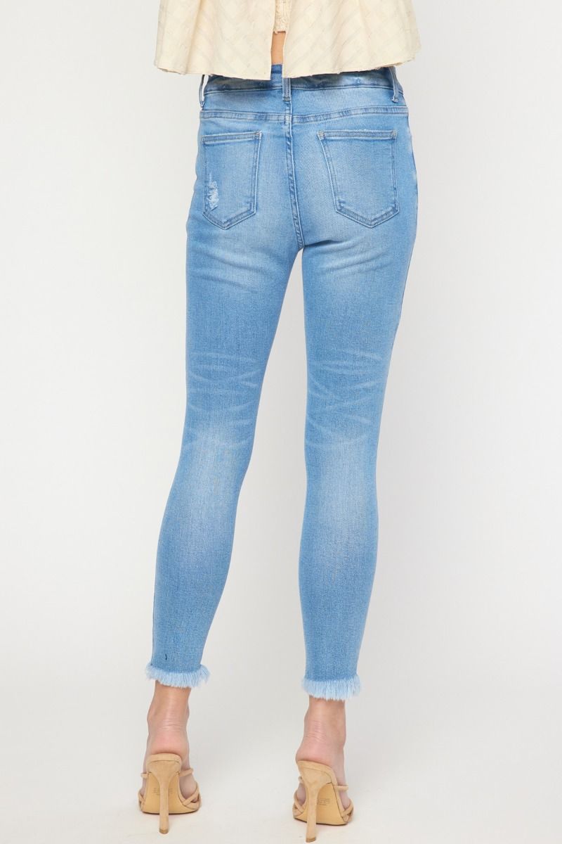 Light colored washed denim skinny jeans image 3
