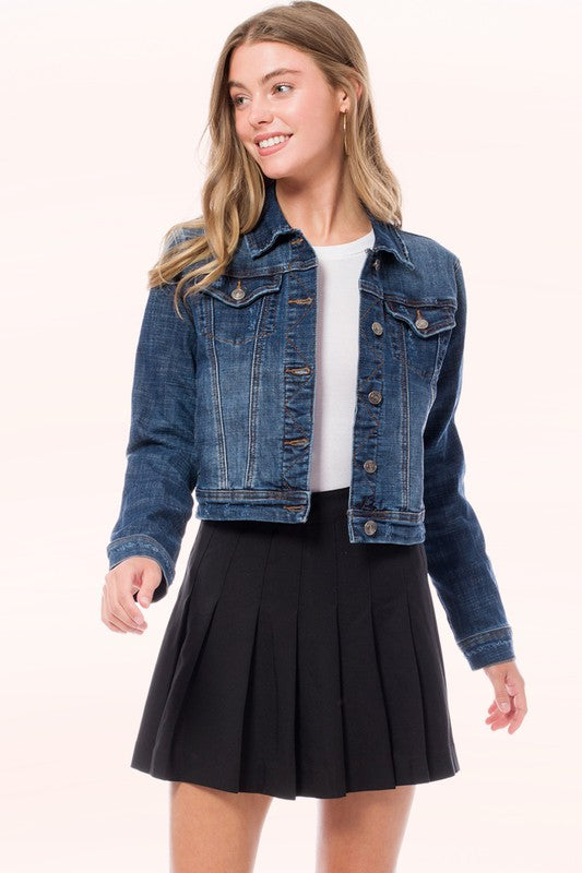 Casual vintage dark denim jean jacket image 0